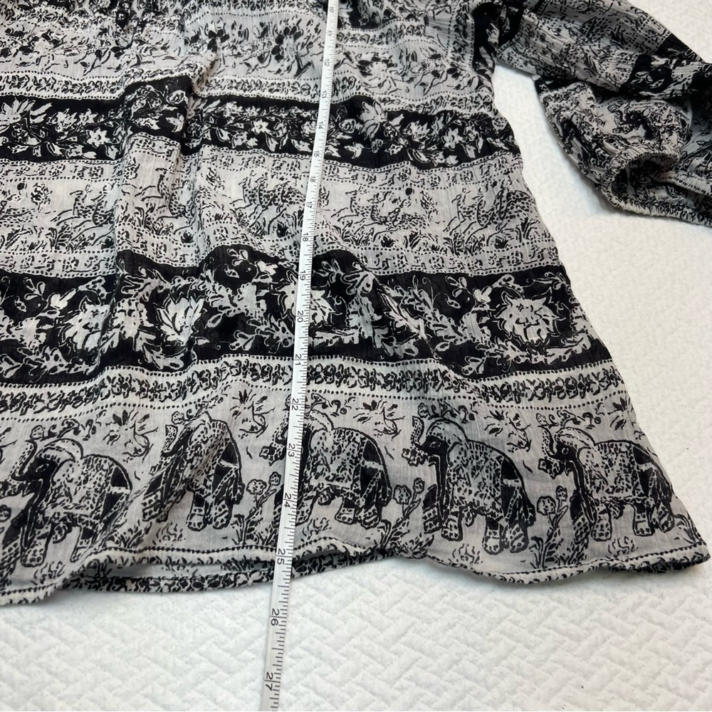JOIE Black/White Stripe Round Neck Peasant Top 3/4 Sleeve Size XS - Picture 7 of 10